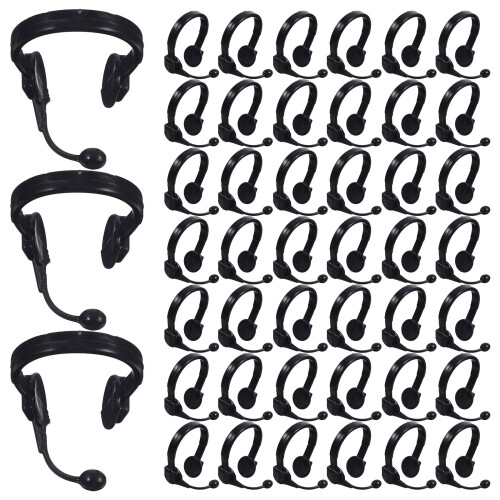 200Pcs Black Plastic Miniature Microphone Headset for Dolls DIY Decor 1