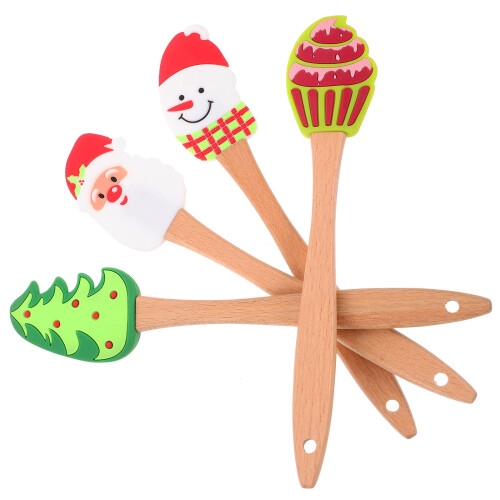 16Stk Silikon Backspatel Bunt Holzgriff Creme Cake Für