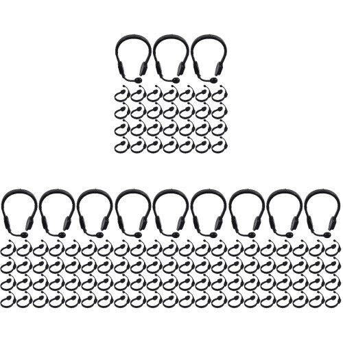 200Pcs Black Plastic Miniature Microphone Headset for Dolls DIY Decor 2
