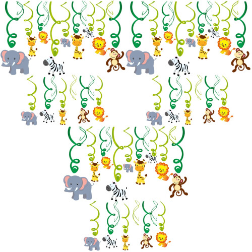 3Sets Jungle Animal Hanging Swirls Ceiling Decorations Assorted Colors 2
