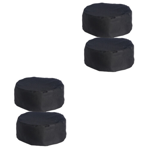 4 Pcs Breathable Mesh Chef Hat With Adjustable Strap Black 2