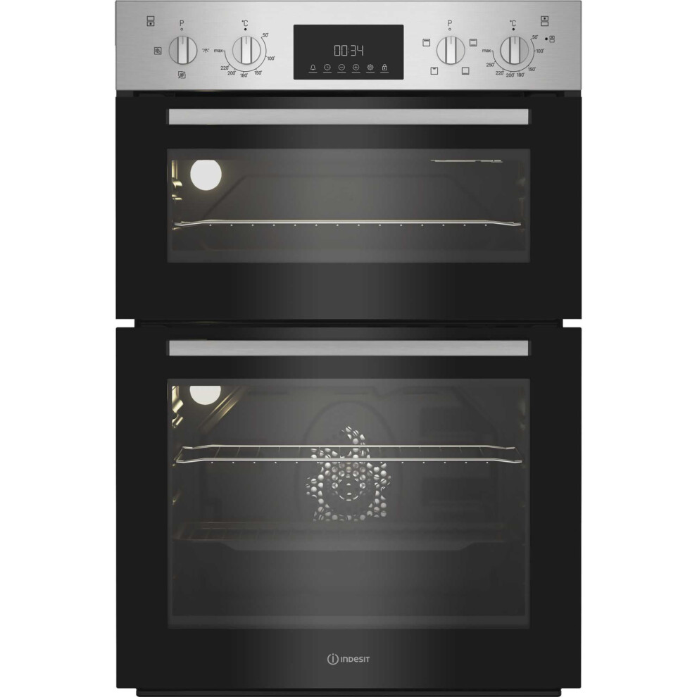Indesit Built In Electric Double Oven - Stainless Steel - A/A Rated