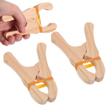 15Ud Clip Madera Beige Grande Para Telas, Juegos Y Toallas