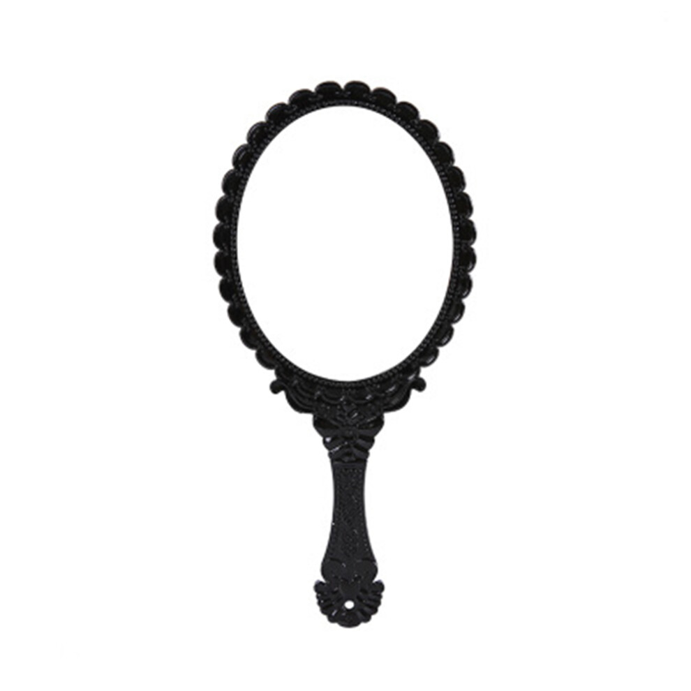 Totority Black 3Pcs Portable Retro Makeup Mirror Hand Held With Embossed Design