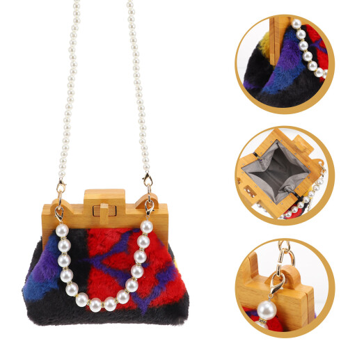 Borsa Plush Nera in Morbido E Legno Per Uso 2