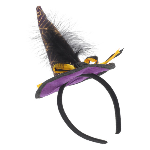 2pcs Halloween Witch Hat Fake Plume Headband