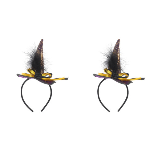 2pcs Halloween Witch Hat Fake Plume Headband 2