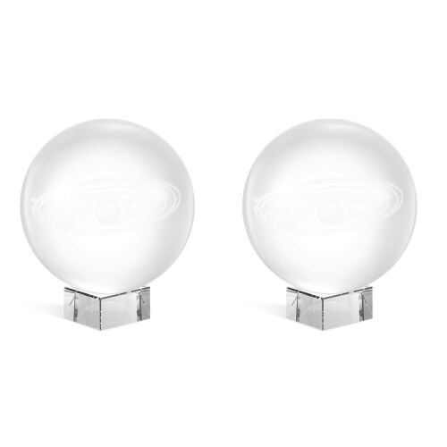 2Pcs Crystal Ball Ornament System Planets Model With Base 1