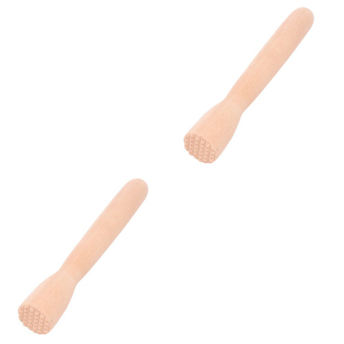 2Pcs Solid Wood Crushing Stick Grinding Rod Garlic Masher 2