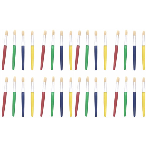 32Pcs Assorted Color Kids Paint Brush Set Flat Head for Drawing Use 1
