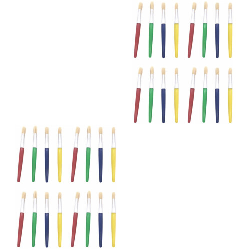 32Pcs Assorted Color Kids Paint Brush Set Flat Head for Drawing Use 2