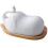 2Pcs Elephant Butter Dish With Ceramic Lid Wooden Plate Tableware 1