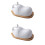 2Pcs Elephant Butter Dish With Ceramic Lid Wooden Plate Tableware 4