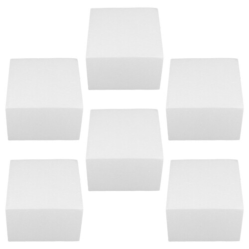 6Pcs 5.89 Inch Square Foam Cake Dummy For Beginners