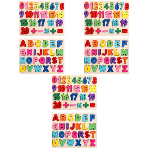 3 Sets Wooden Math Alphabet Puzzle Educational Teaching Tool For Kids 2