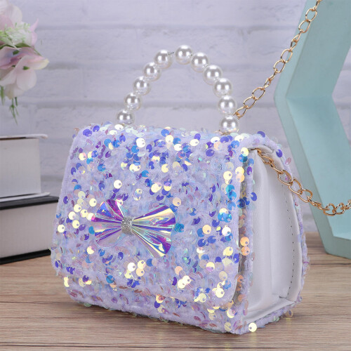 3St Witte Glitter Sequin Clutch Met Ketting Dames 2