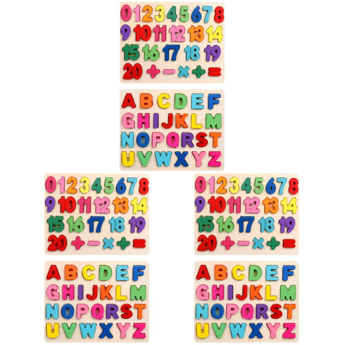 3 Sets Wooden Math Alphabet Puzzle Educational Teaching Tool For Kids 1