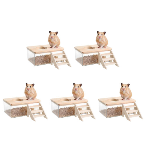 5Conjuntos Banheira Transparente Para Hamster Com Abs+ 2