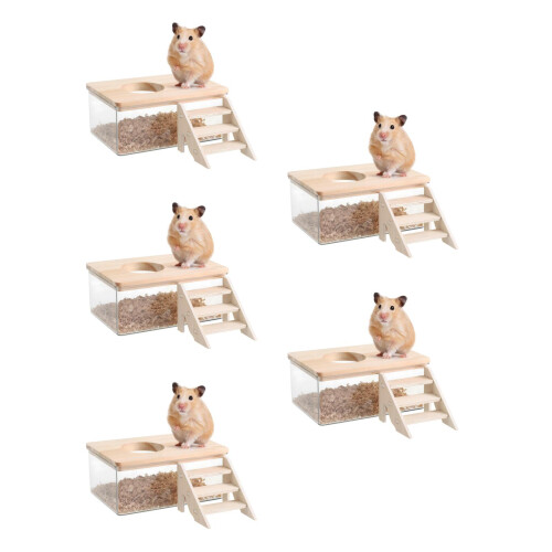 5Conjuntos Banheira Transparente Para Hamster Com Abs+ 1