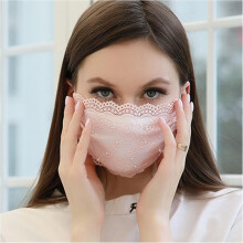 Masca facială elegantă cu perle și dantelă, lavabilă și reutilizabilă, accesoriu elegant pentru festivaluri de muzică și evenimente