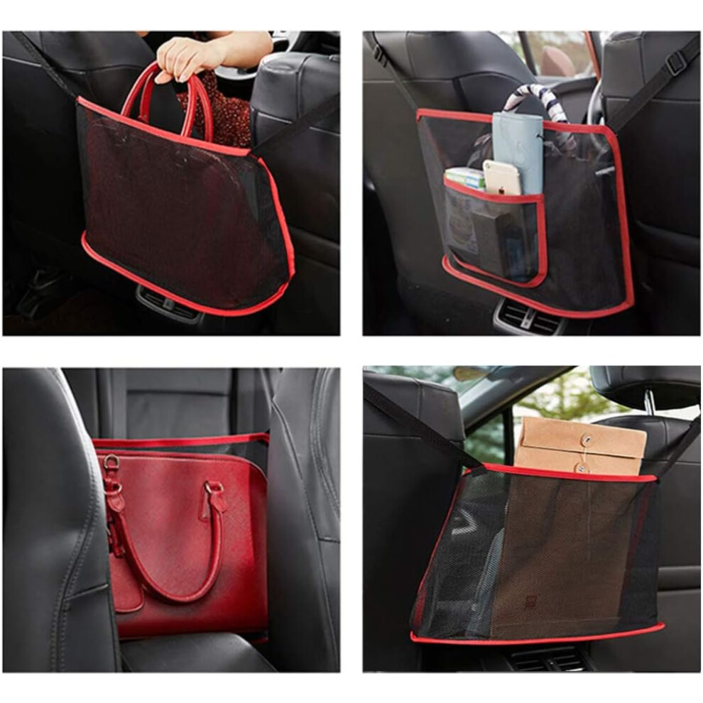 Universal Car Accessories For Women And Men, Flexible Mesh Barrier Of Backseat Pet Kids Driver Storage Netting Pouch, Extra Storage Space, Easy Red 9169997019066