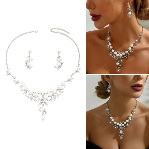 Ensemble d'accessoires de mariée en strass, boucles d'oreilles 1
