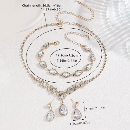 Ensemble de bijoux en strass élégants, collier en cristal, 2