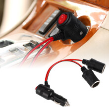 2Pz Prolunga Accendisigari Auto 2 Uscite in ABS Con Interruttore Nero