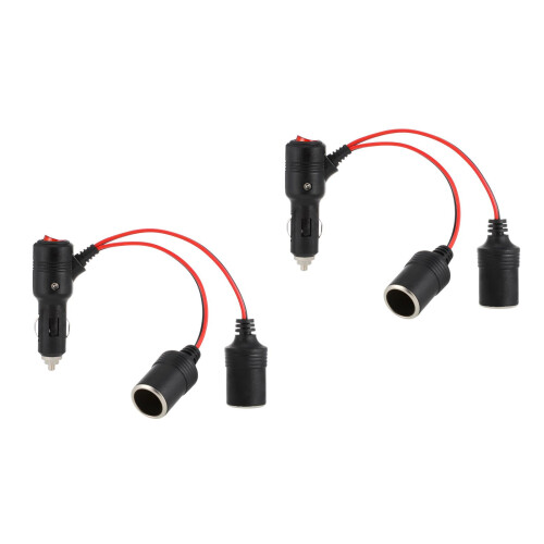 2Pz Prolunga Accendisigari Auto 2 Uscite in ABS Con Interruttore Nero 1