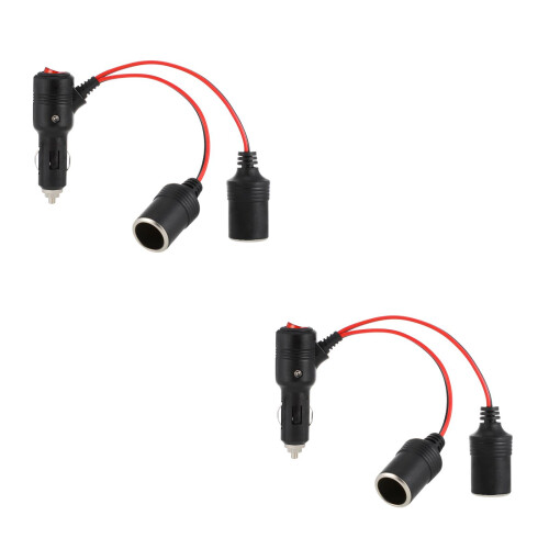 2Pz Prolunga Accendisigari Auto 2 Uscite in ABS Con Interruttore Nero 2