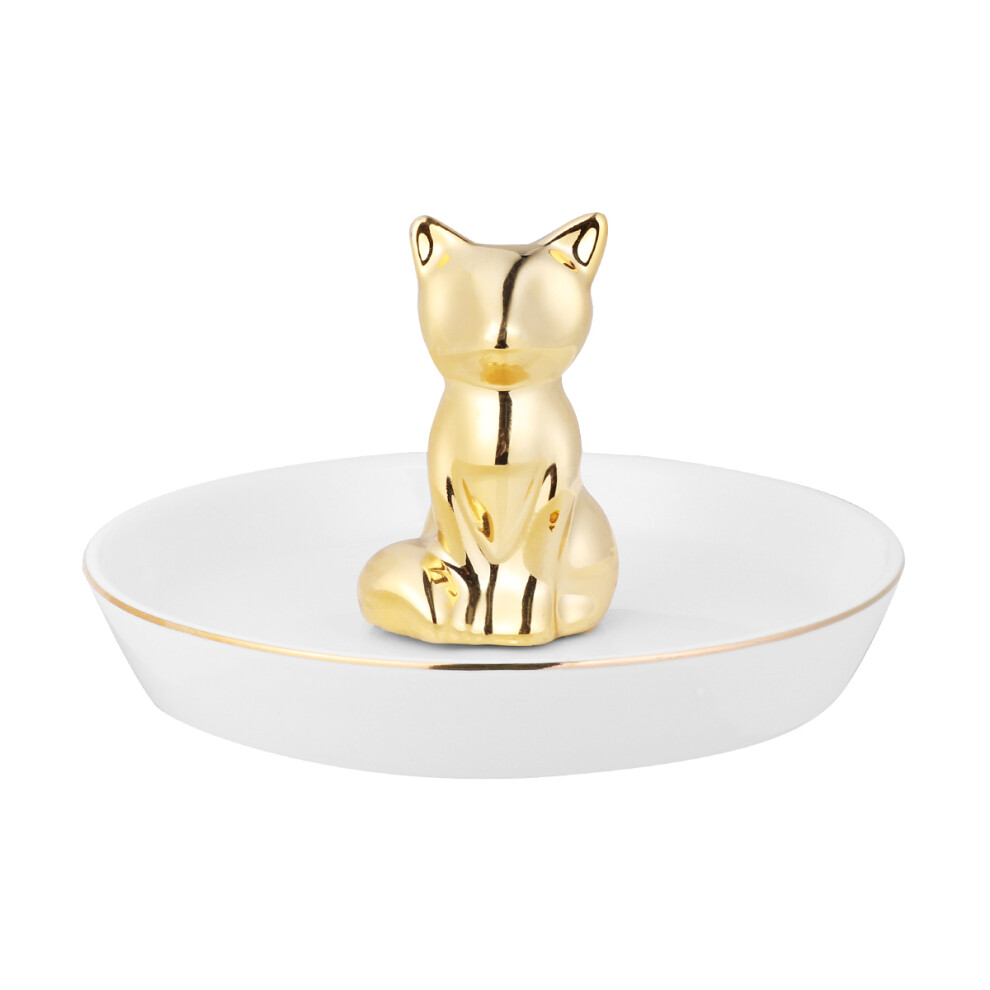 6Szt Organizer BiżUterię BiałY Ceramiczny Z Figurką Lisa-image