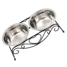 1Conjunto Comedouro Elevado Para Cães E Aço E Ferro Preto