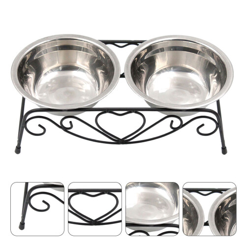 1Conjunto Comedouro Elevado Para Cães E Aço E Ferro Preto 2