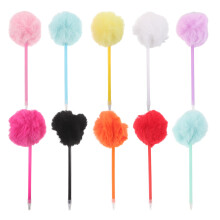 10 Canetas Esferográficas Com Pompons De Pelúcia Para Crianças