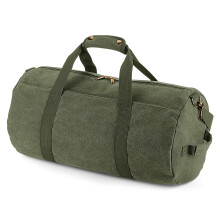 (One Size, Vintage Military Green) Bagbase Vintage Canvas Barrel Bag
