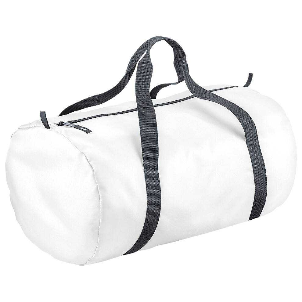 Bagbase (One Size, ) Packaway Barrel Bag / Duffle Water Resistant Travel Bag (32 Litres) White
