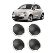 4 Stück Radnabenabdeckung für FIAT 500 2007-2019, Weiße Kreise mit roten Buchstaben