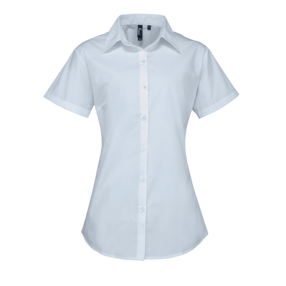 Premier (18, Light ) Womens/Ladies Supreme Heavy Poplin Short Sleeve Work Shirt Blue