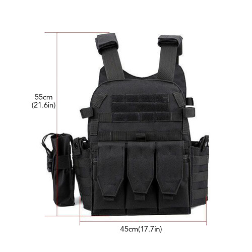 Quick Release Tactical Airsoft Vest, Adjustable, 55x45cm, Khaki/Black 1