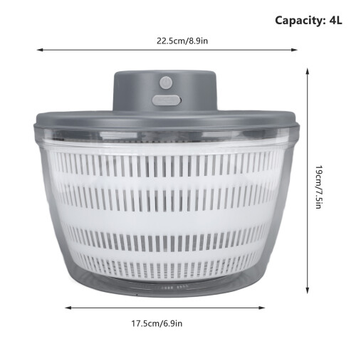 Efficient Gray Vegetable Washer & Spinning Fruit Dryer for Kitchens 1