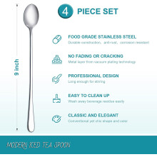 Cocktail Stirring Spoons Set Of 4, High Polished Finish Stainless Steel Heavy Duty Ice Tea Spoon For Mixing Drinks And Desserts