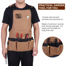 Versatile Tool Apron For Workshop Garden, Canvas Construction With Magnetic Holder Durable Storage Pockets Adjustable Strap Quick Release Multi Functi