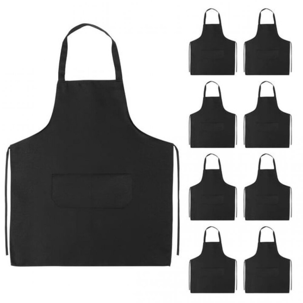 Commercial Apron For Restaurant Staff, Adjustable Bib Apron With Patch Pockets And Lace-Up Design, Durable Kitchen Apron Made Of Spun Polyester, Comfo 9441426727323