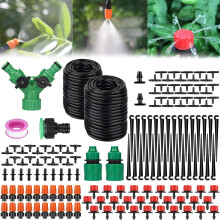 Kit de riego por goteo eficiente, sistema de riego automático personalizable para jardín con tuberías, perfecto para el riego de césped e