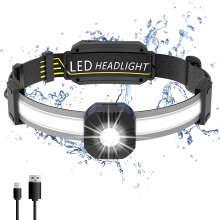 Rote Stirnlampe mit Nachtsichtfunktion für Outdoor-Fans, ultraheller, breiter Lichtkegel, Bewegungssensor, wiederaufladbar, USB-aufladbar,
