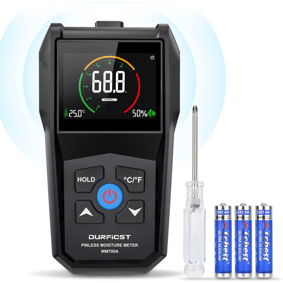 Pinless Moisture Meter, Non-Destructive Detection In Drywall, Wood And Masonry, Water Leak Detector With Backlit Lcd Display 9169997020178
