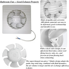 Exhaust Fan For Garage Bathroom, Damp Resistant ABS Waterproof Adjustable Airflow Quiet Operation Easy Installation Ceiling Wall Mount Universal
