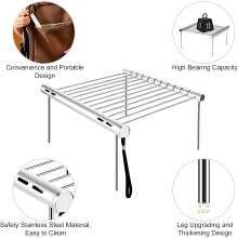 Campinggrill, koken boven open vuur: Opvouwbare vuurkorfgrill met roestvrijstalen constructie voor veilig en stevig buitenkoken