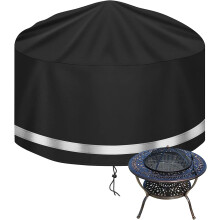 Fire Pit Cover, Upgraded 420D Waterproof Oxford Fabric, Thick PVC Coating for Outdoor Fire Pits, Scratch Resistant Round Shell for All Seasons