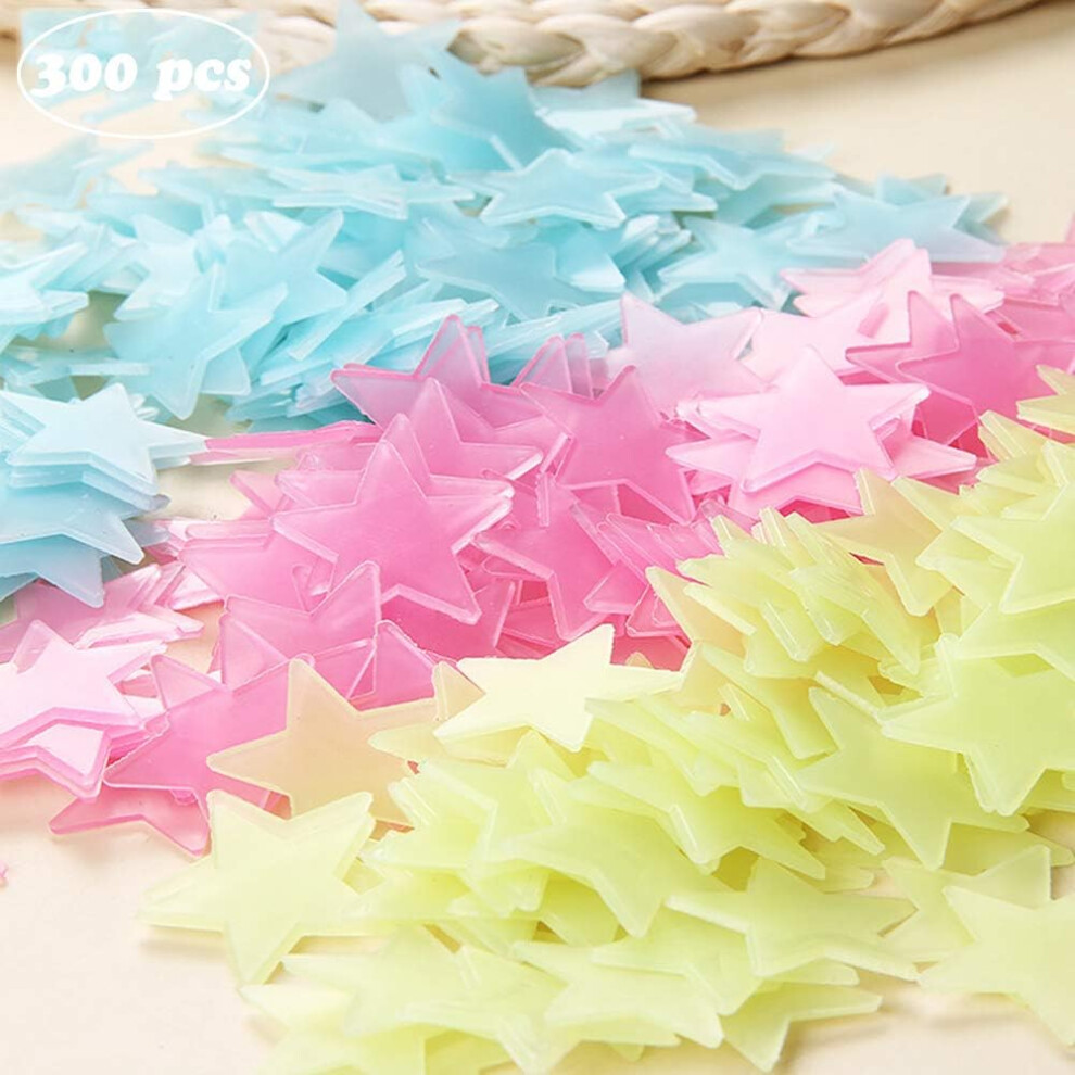 Luminous Stars Glow In The Plastic Wall Stickers For Home Bedroom Decor, Safe Reliable, 300Pcs Multi-Color, Solves Fear Of The Dark
